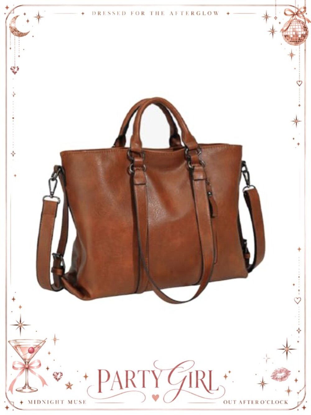 PU Leather Tote Bag Hobo Handbag Crossbody Purse Adj Strap Work Travel